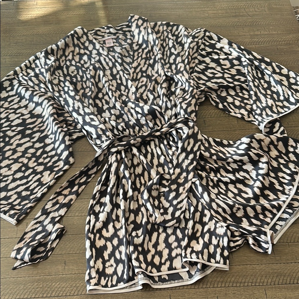 Victoria's Secret Leopard Print Kimono Romper Pajamas